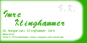 imre klinghammer business card